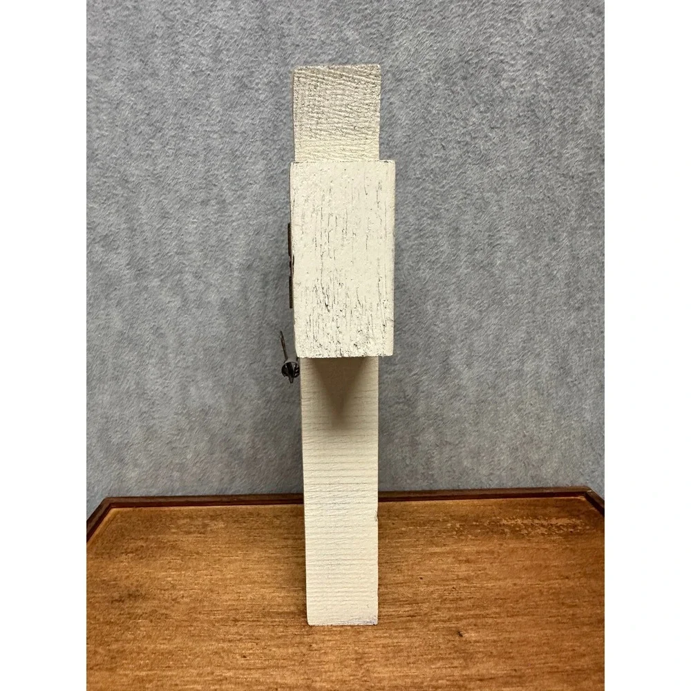 Wooden Grace Standing Cross White Distressed Rustic Metal Clip Decor